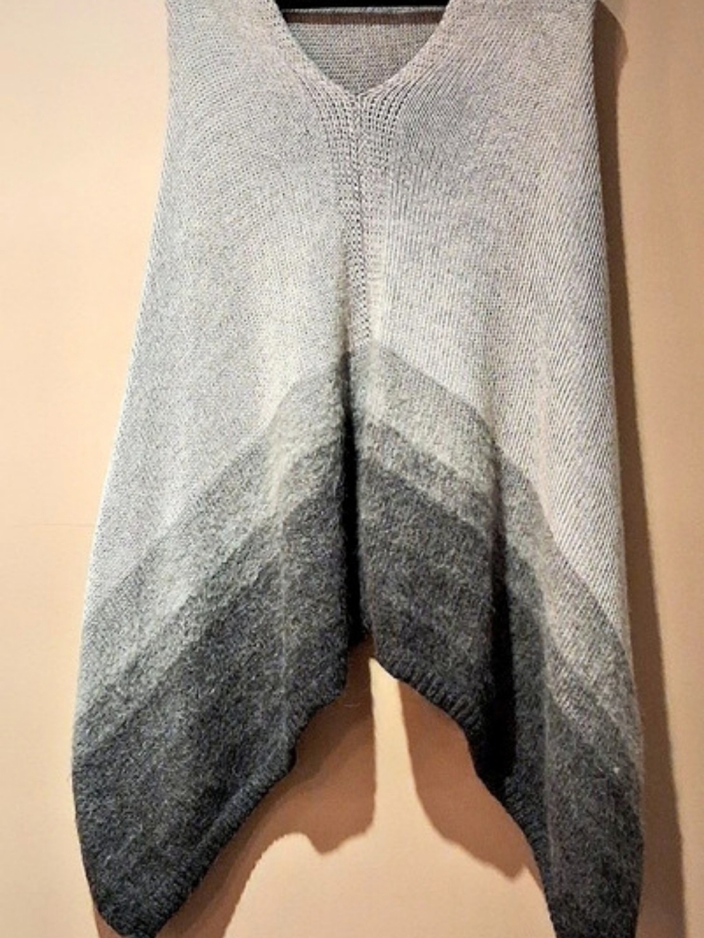 the fisher project Color Block Asymmetrical Poncho Gray & Black